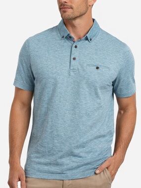 Ted Baker London Heathered Light Blue Button-Down Polo